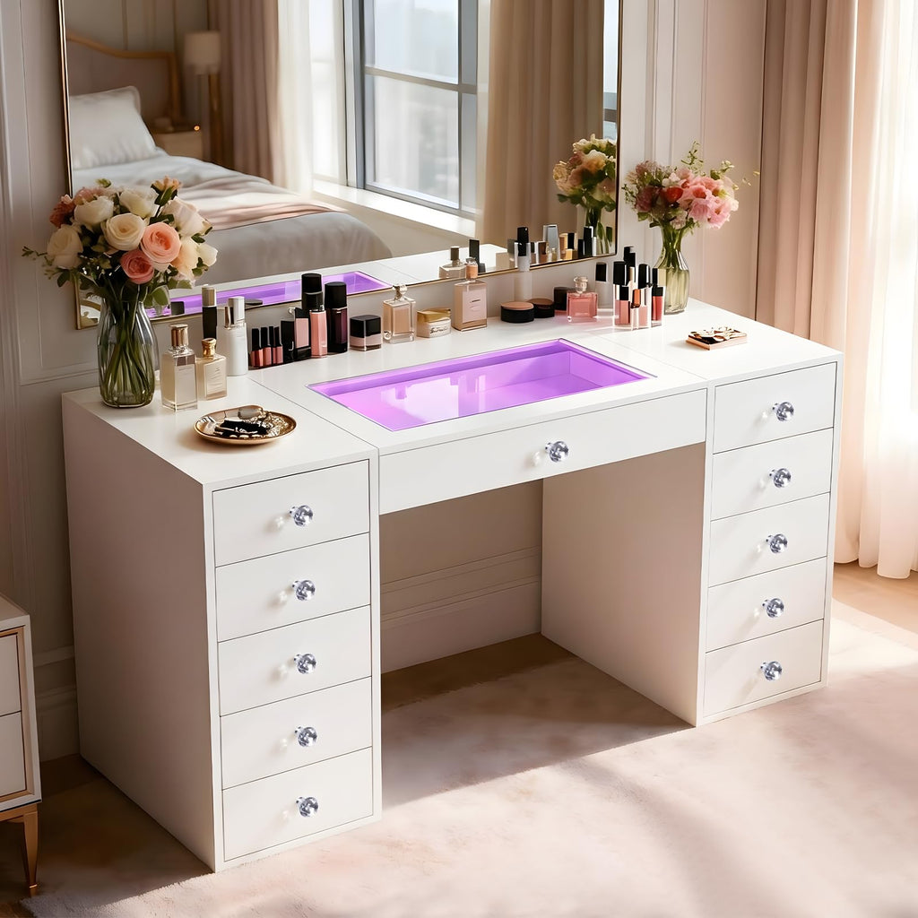 51'' 11 Drawer Vanity Makeup Desk A24904