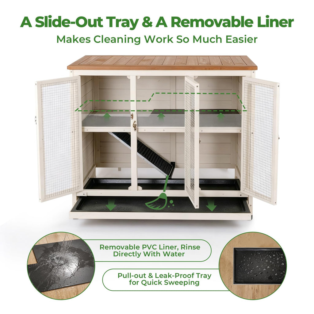 2-Story Indoor Rabbit Hutch with Pull-Out Tray K4894