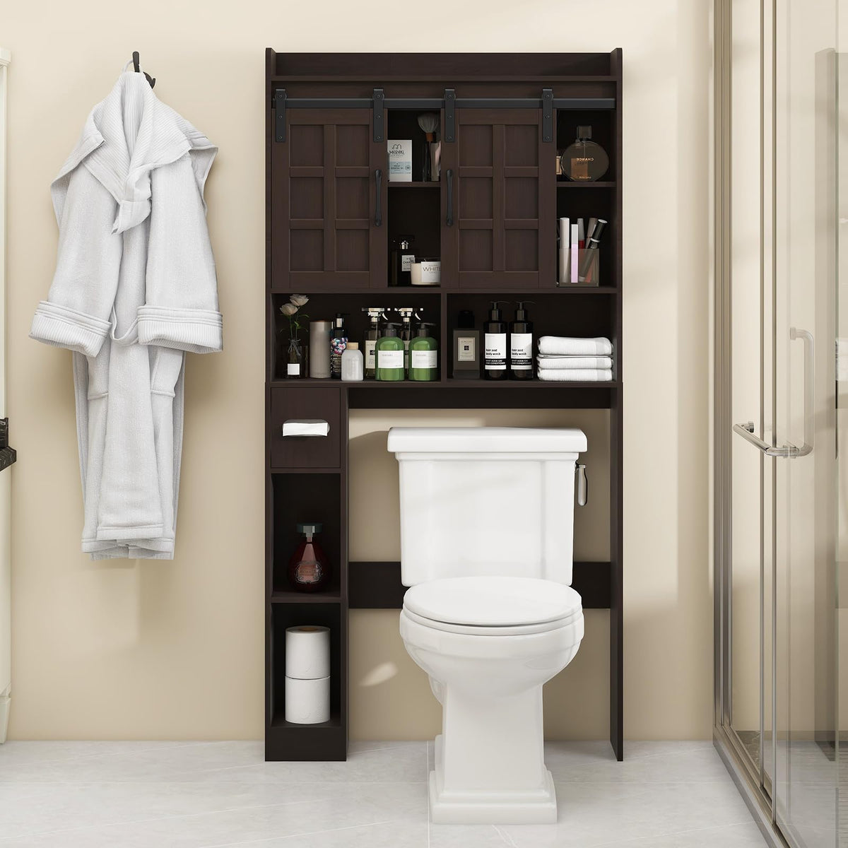 Over The Toilet Storage Cabinet with Sliding Doors D46201