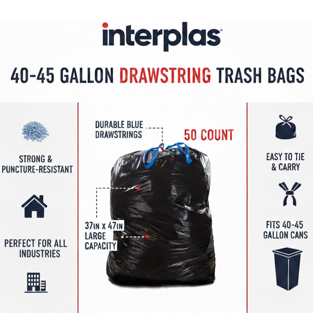44 Gallon Drawstring Trash Bags 50 Count A872