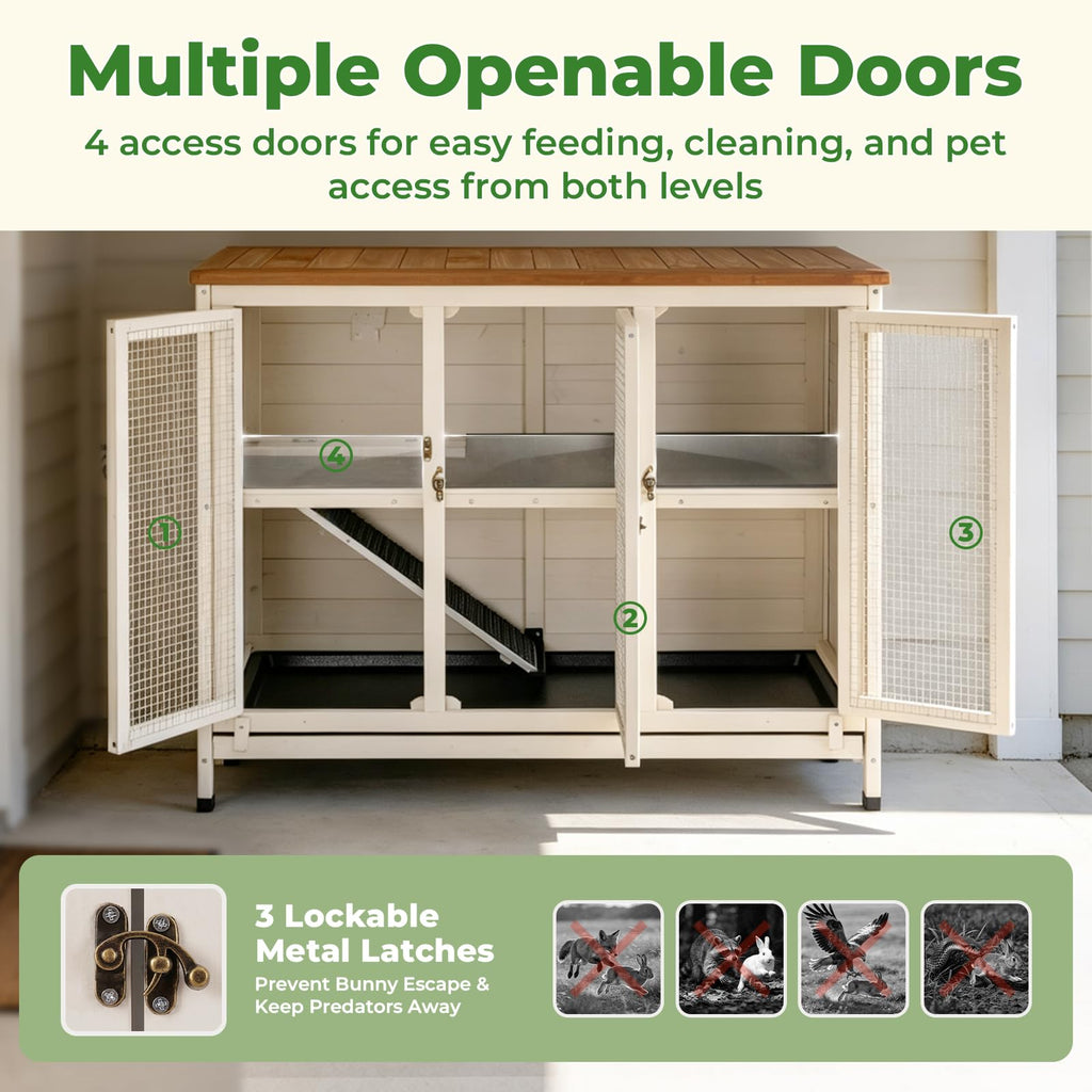 2-Story Indoor Rabbit Hutch with Pull-Out Tray K4894