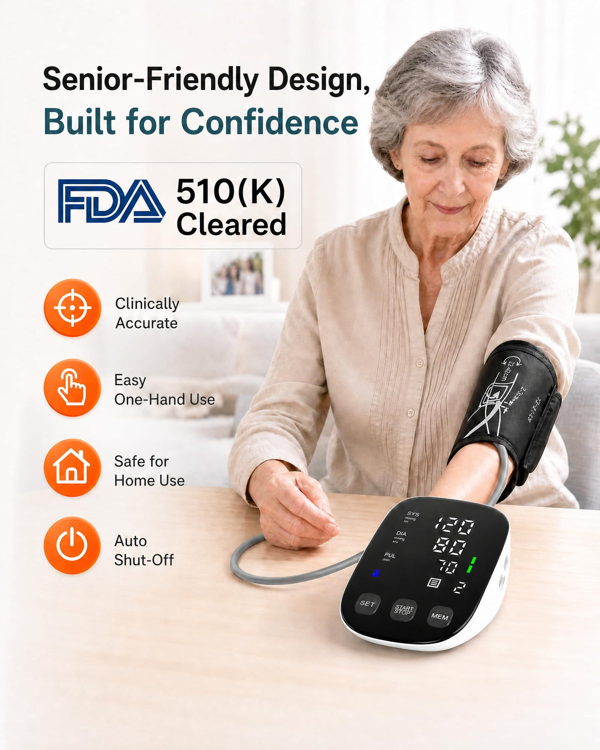 Upper Arm Blood Pressure Monitor with 22-42cm Cuff N69909