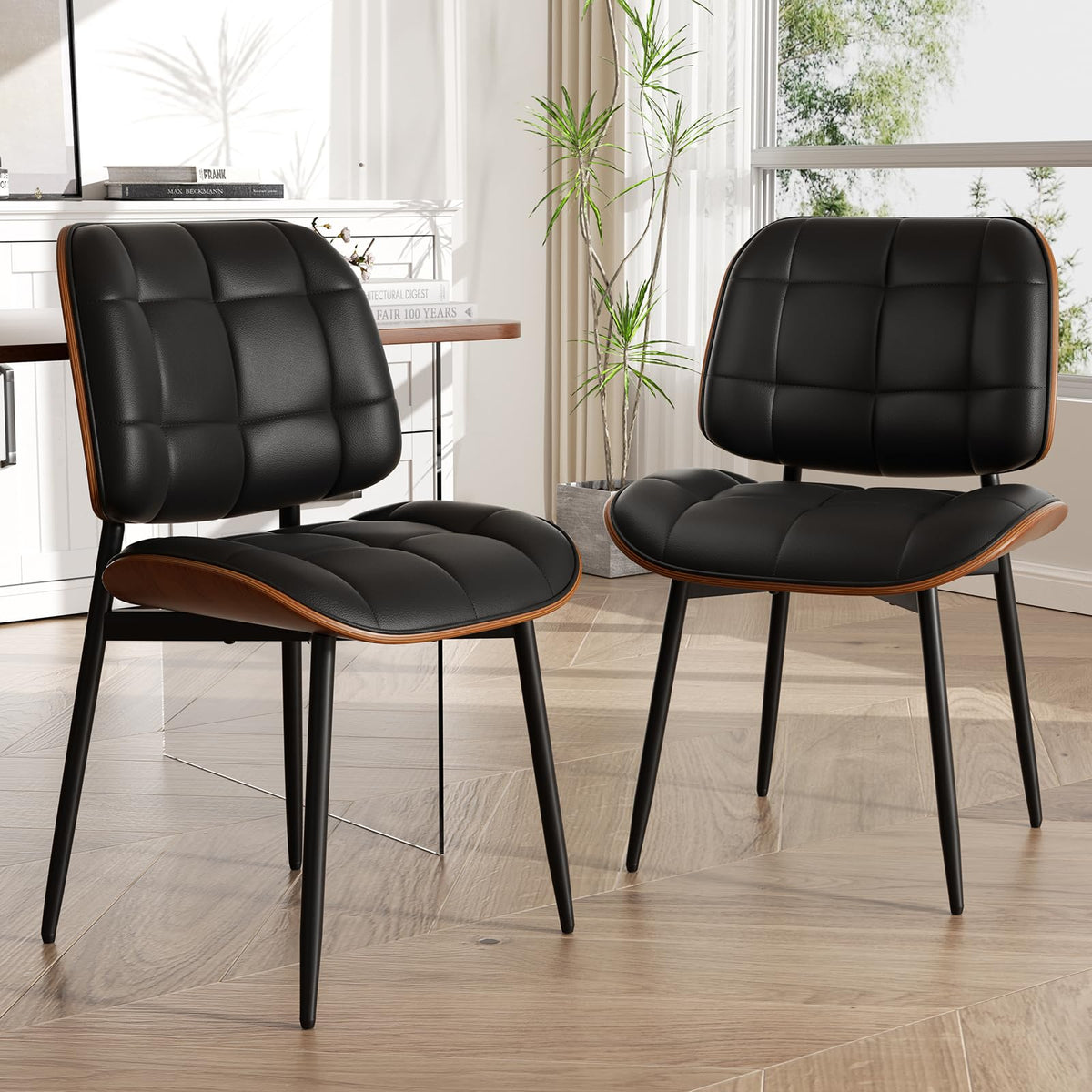 Black Faux Leather Dining Chairs Set of 4 K28024