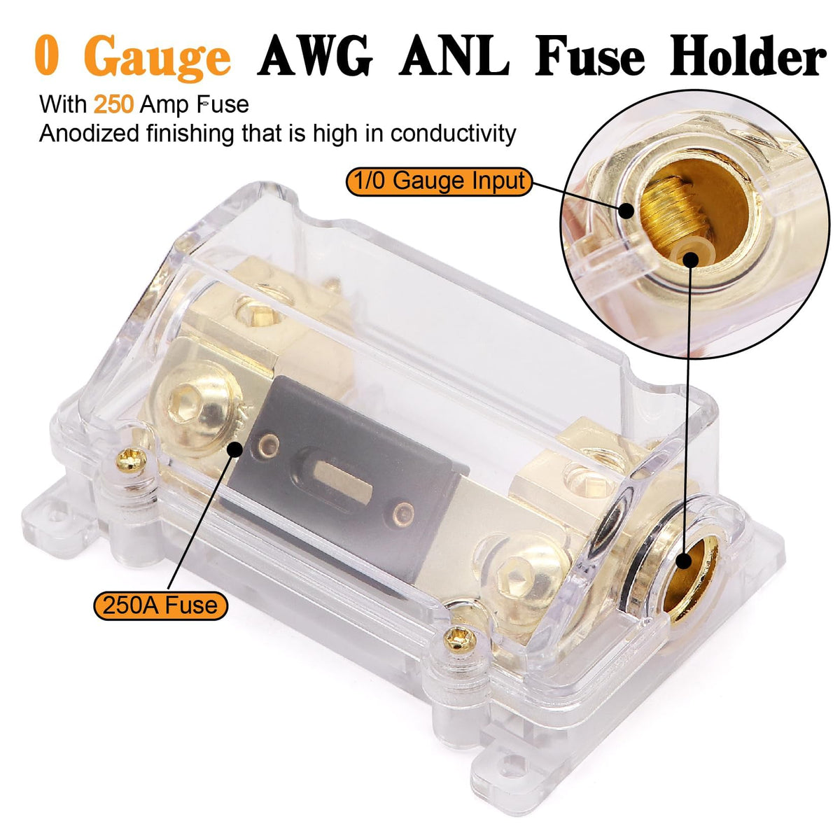 0 Gauge Battery Cable with 250A Fuse Holder & Terminals Kit A355621