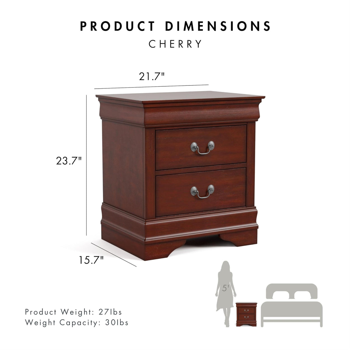 Solid Wood 2-Drawer Nightstand Set U38540