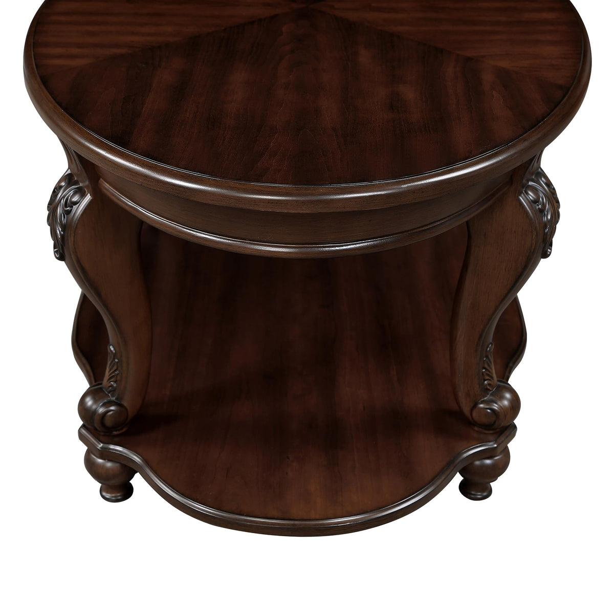 Vintage Round Wood End Side Table 22-Inch K20475