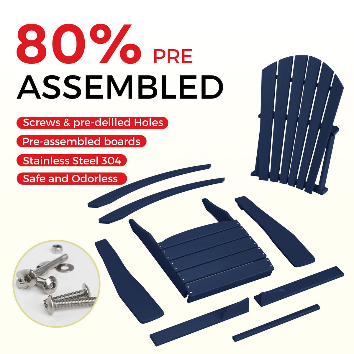 Navy Blue HDPE Adirondack Chair X8591