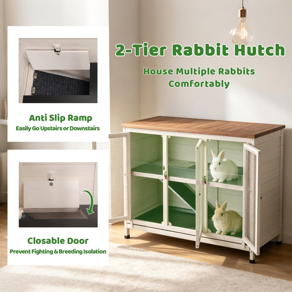2-Story Indoor Rabbit Hutch with Pull-Out Tray K4894