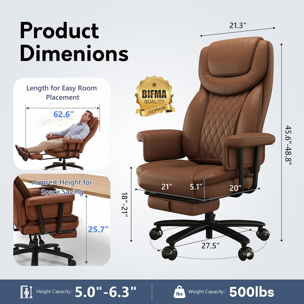 Big and Tall 500LBS Reclining Office Chair with Footrest N993925