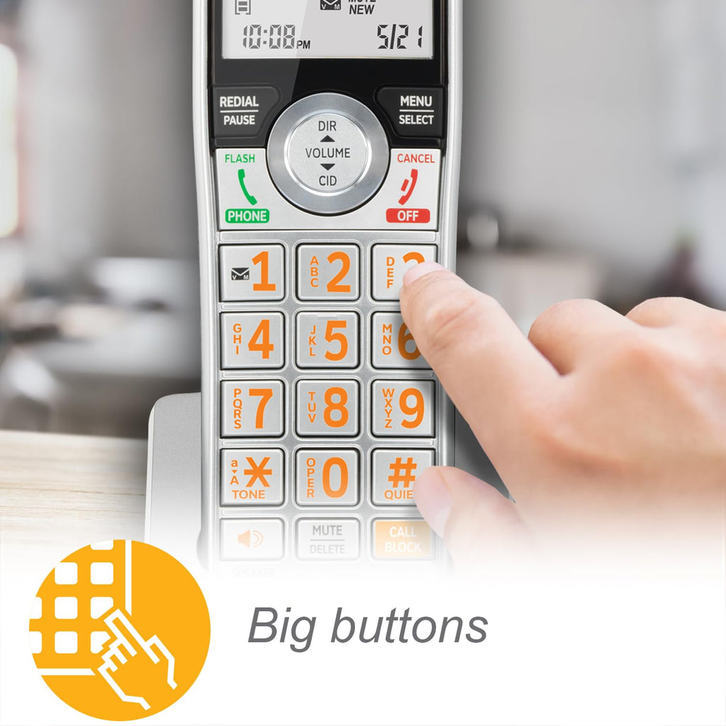 Expandable Cordless Phone with Answering System, Silver/Black, 3 Handsets Y7169