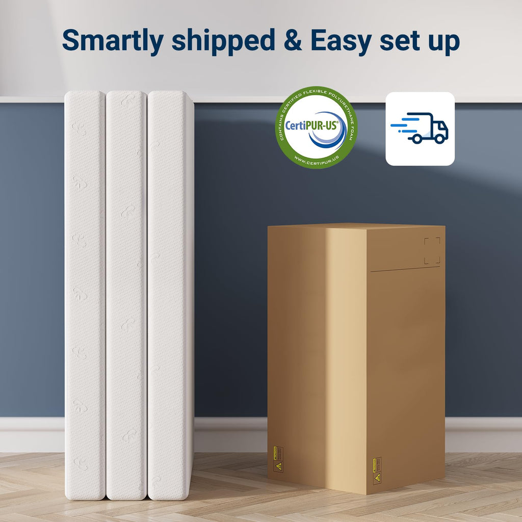 4 Inch Memory Foam Tri-fold Mattress Topper Q537338