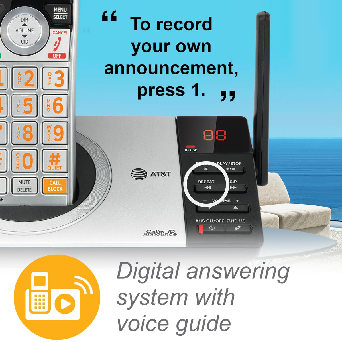 Expandable Cordless Phone with Answering System, Silver/Black, 3 Handsets Y7169