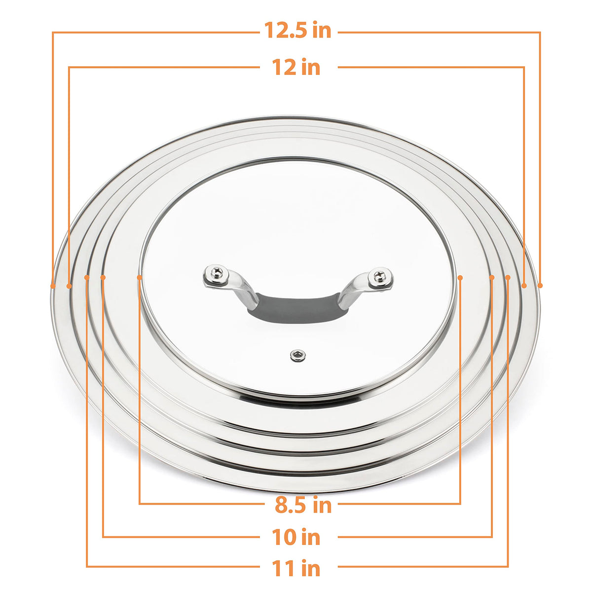 Stainless Steel Universal Lid for Pans Pots Fits 8.25 9 10 11 12 Inch Y162402