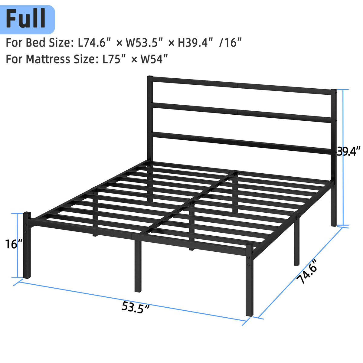 Black Full Size Bed Frame M418