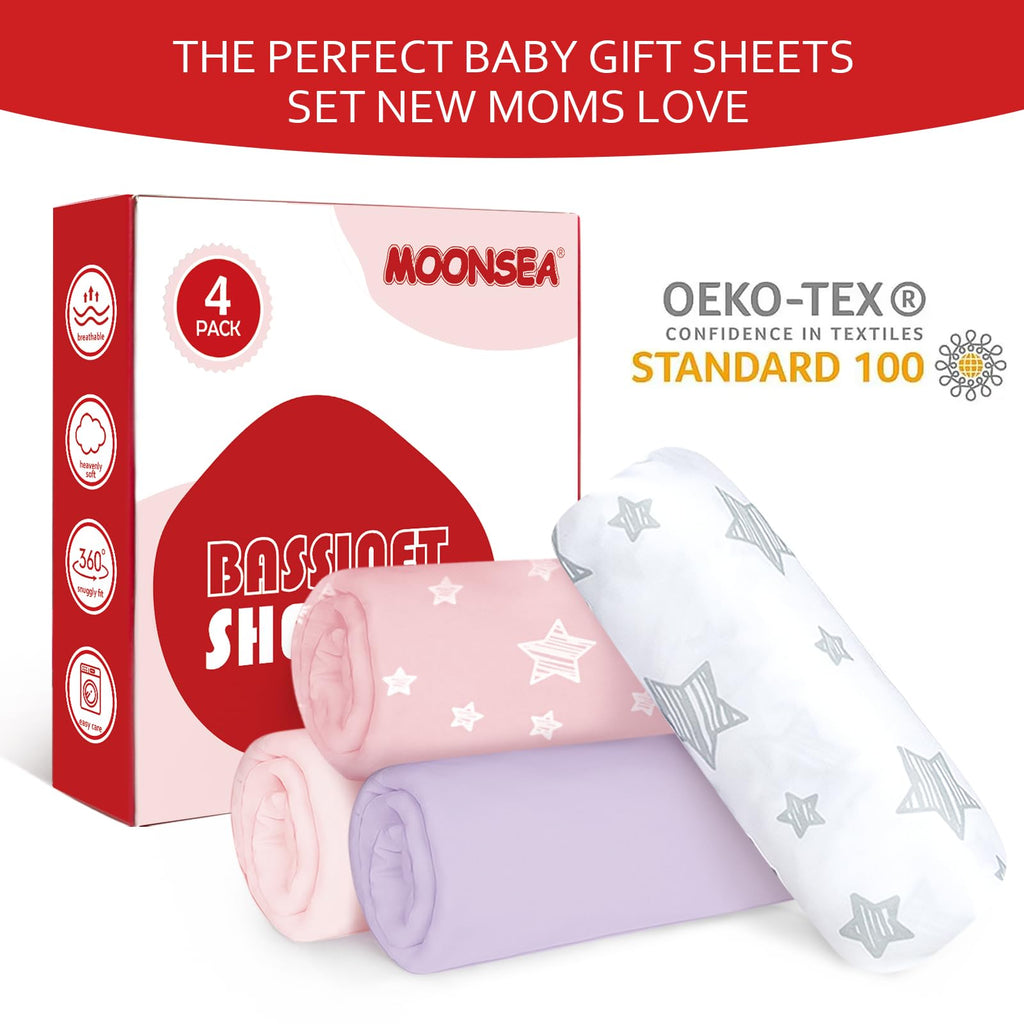 Pink 4 Pack Bassinet Sheets F2557