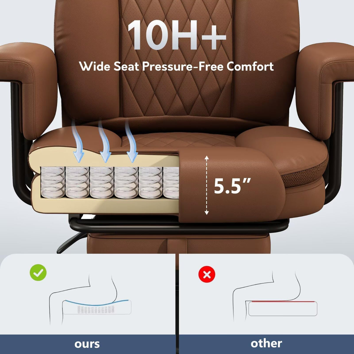 Big and Tall 500LBS Reclining Office Chair with Footrest N993925