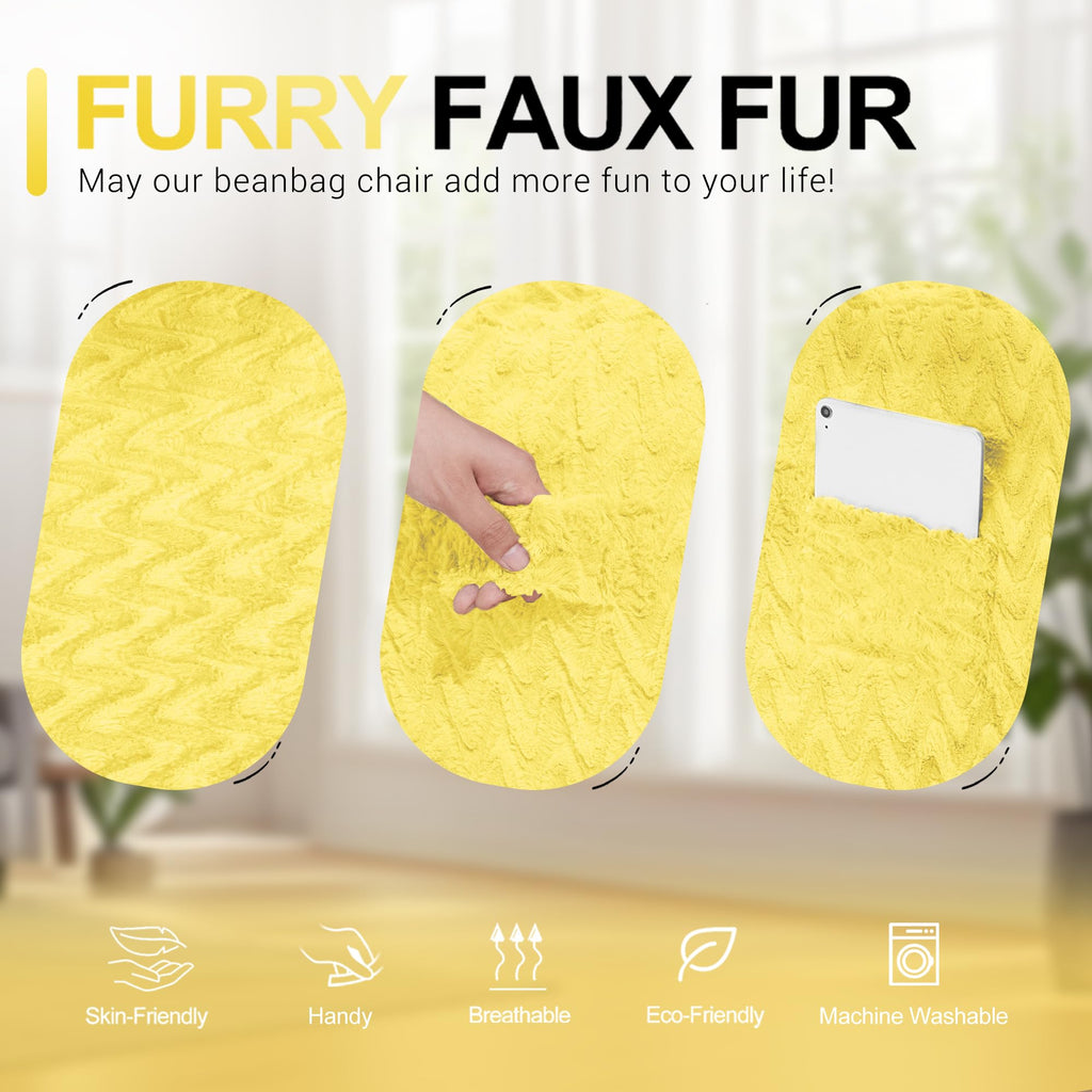 3FT Yellow Memory Foam Bean Bag Chair Y962904