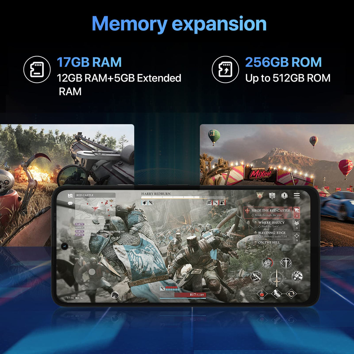 5G Smartphone 12GB RAM 256GB ROM 6.8" 90Hz Display 64MP Camera 5150mAh Battery I816640