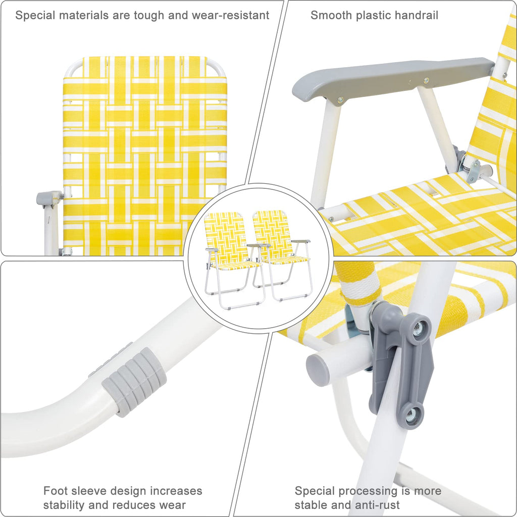 Set of 2 Yellow & White Webbed Folding Chairs S9487