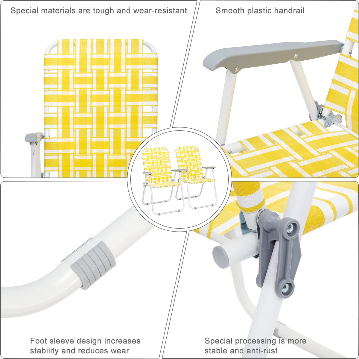 Set of 2 Yellow & White Webbed Folding Chairs S9487