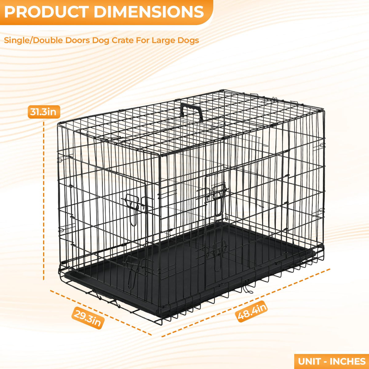 48 Inch Black Dog Crate L3822