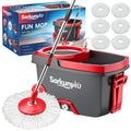 Spin Mop and Bucket Set with 6 Microfiber Heads Y103572