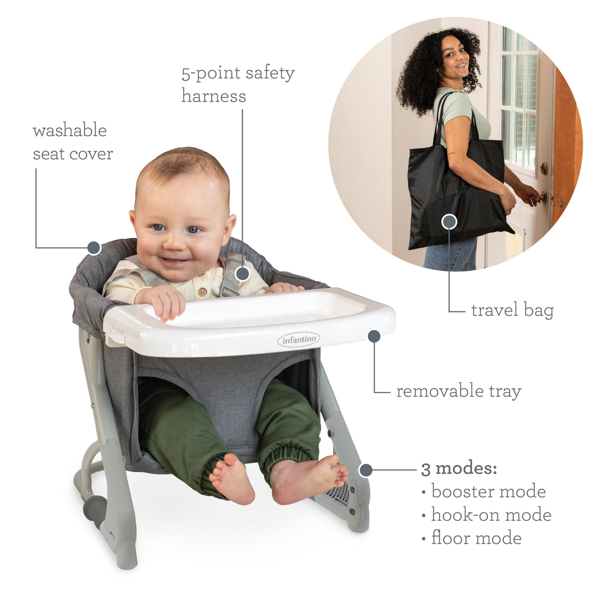Gray Travel Booster High Chair & Seat F844500