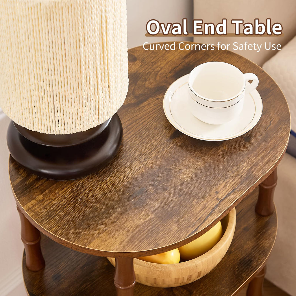 Brown 3-Tier Oval Side Table T642