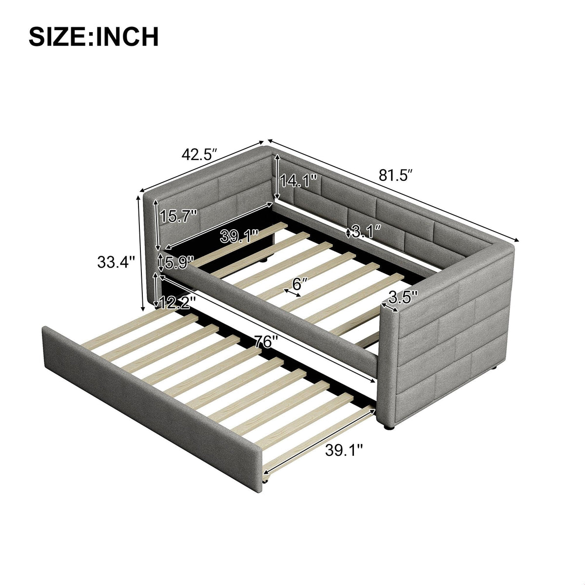 Twin Upholstered Daybed with Trundle H256