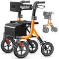 Orange Foldable All Terrain Rollator Walker with Seat T55997