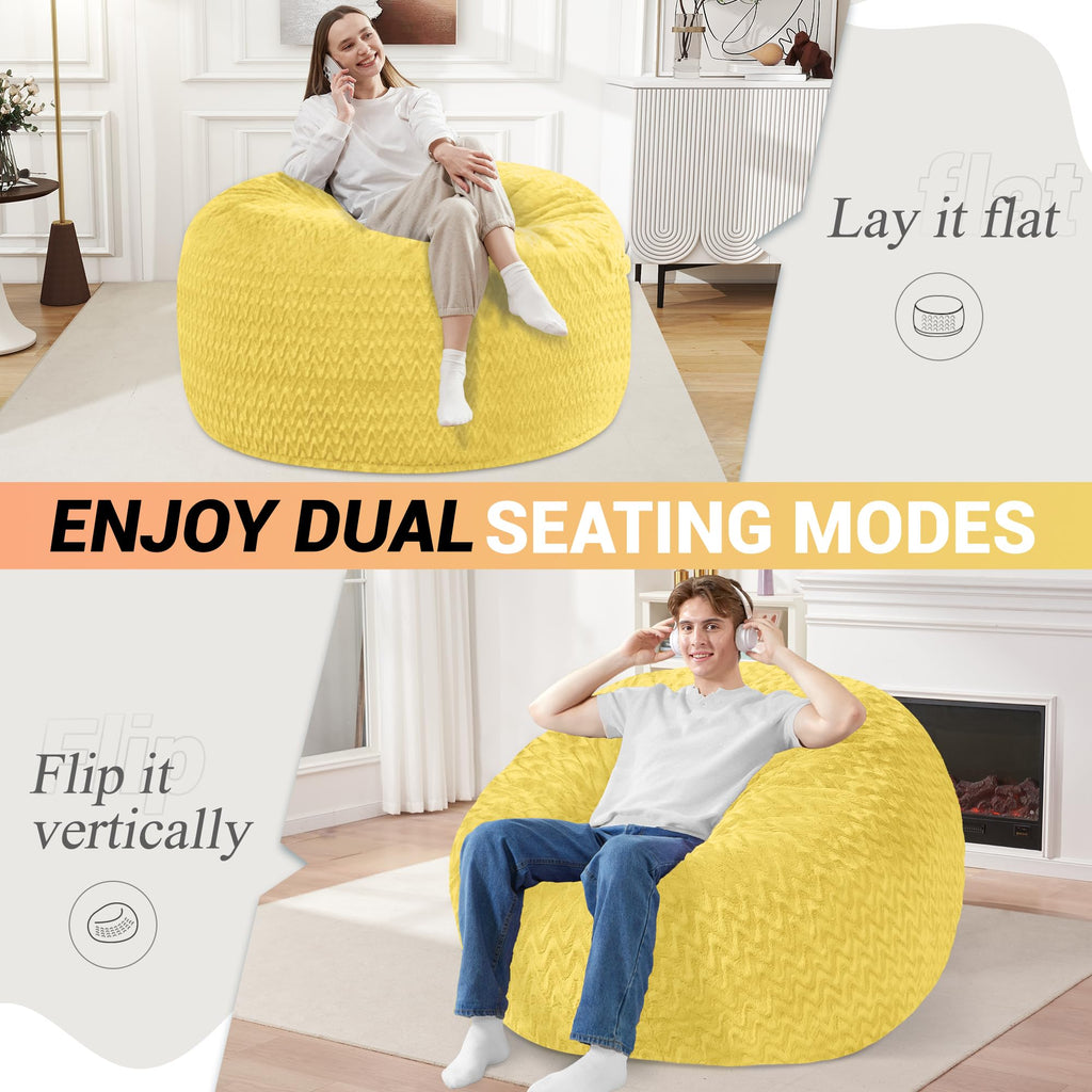 3FT Yellow Memory Foam Bean Bag Chair Y962904