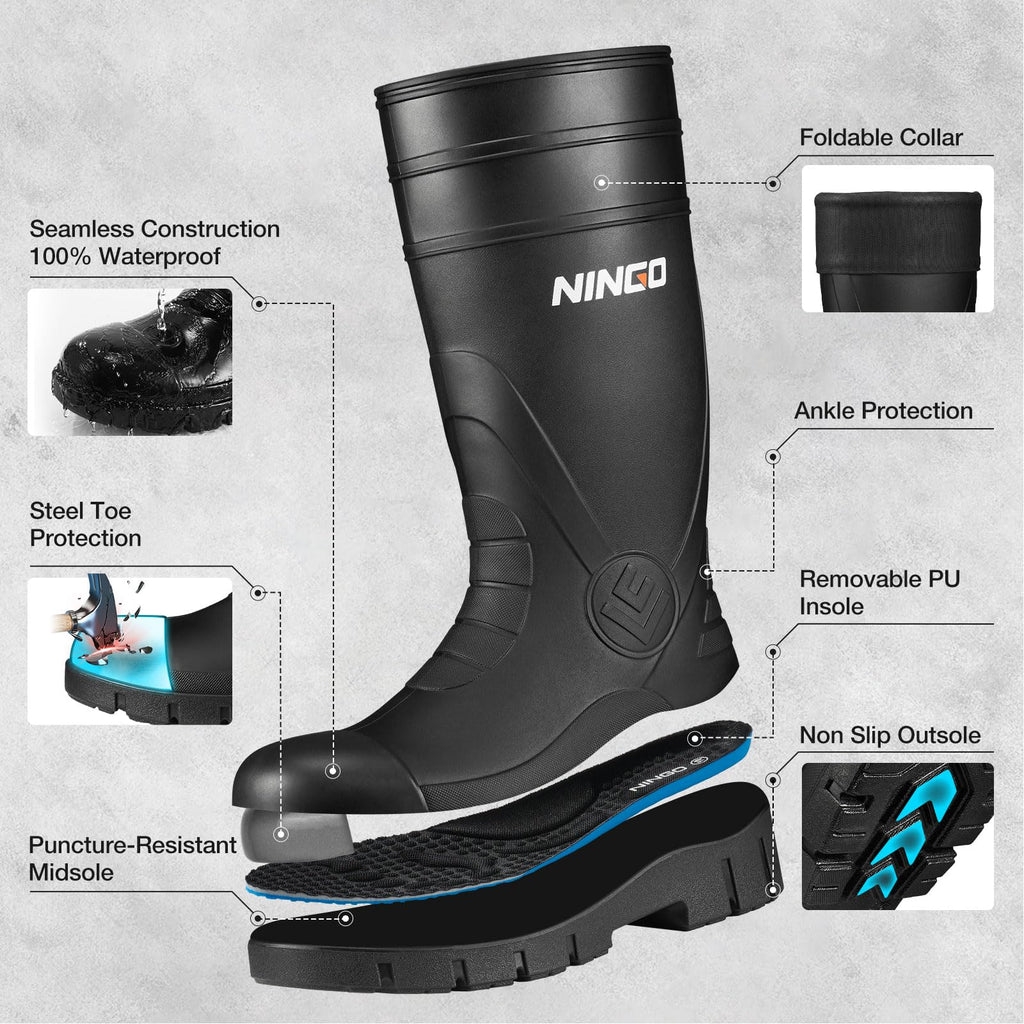 Men's Steel Toe Waterproof Rubber Boots G42359
