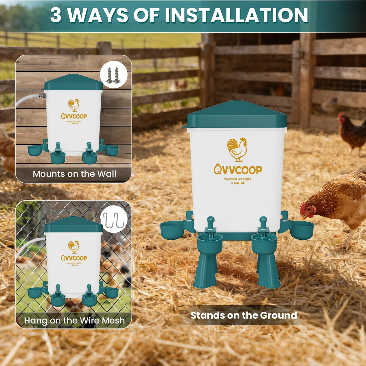 3 Gallon Automatic Chicken Waterer with Float Valve V99001