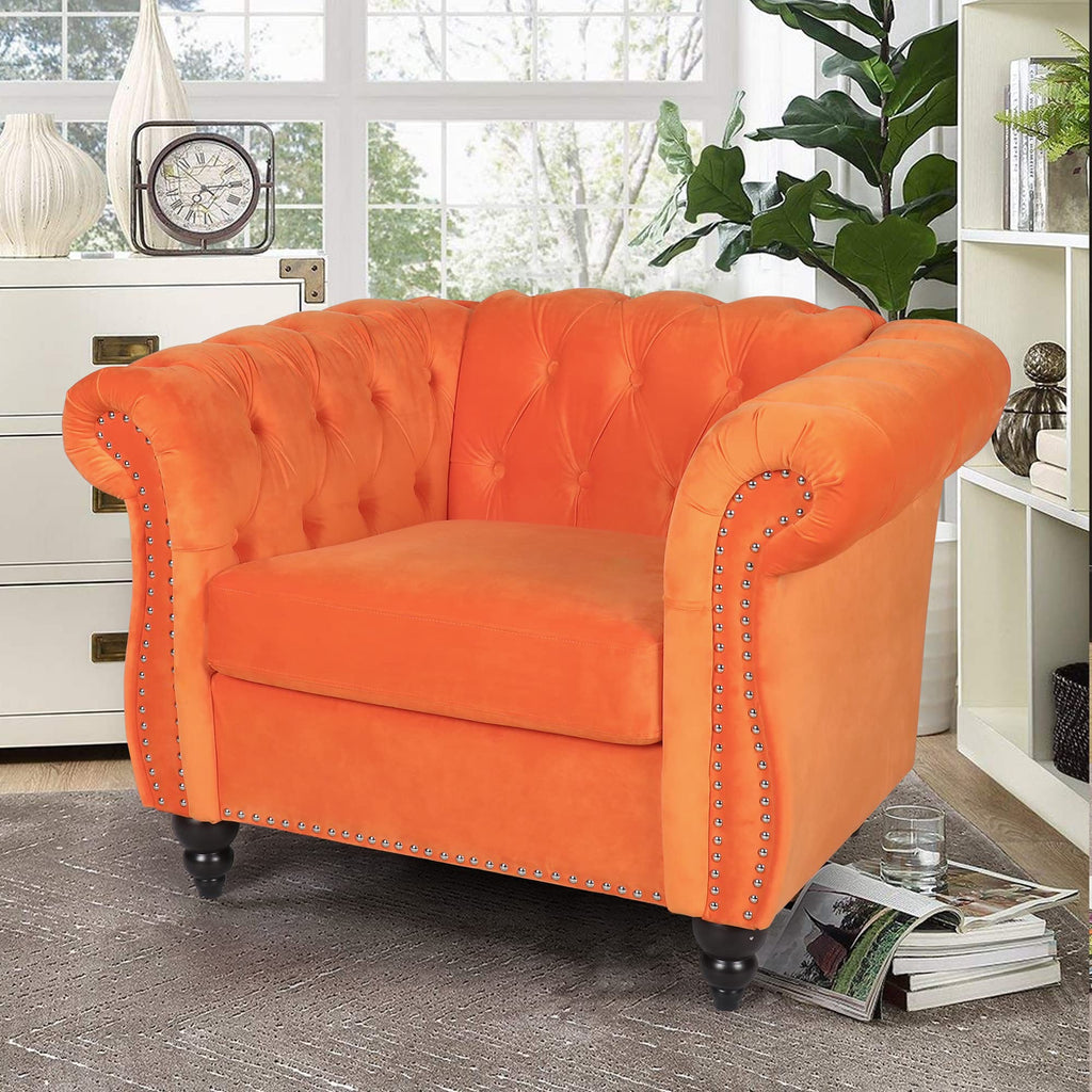 Orange Velvet Accent Chair U621
