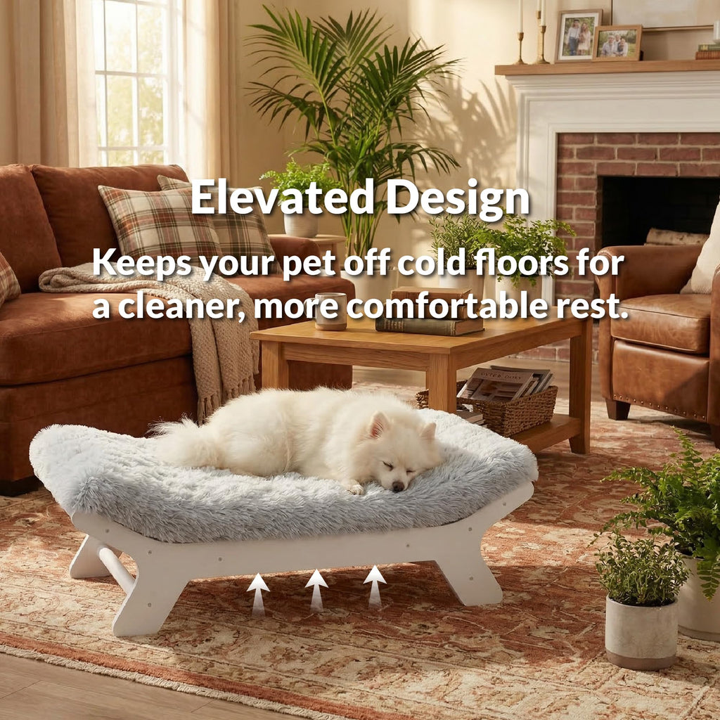 Wood Dog Bed Frame with Foam Mattress S75668