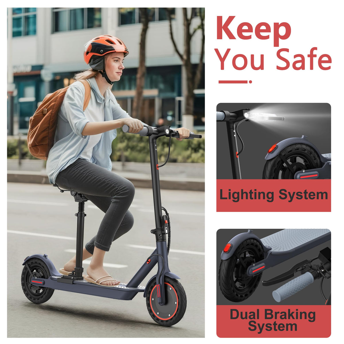 Electric Scooter with 350W/500W Motor, 19-20 MPH, Foldable Z783