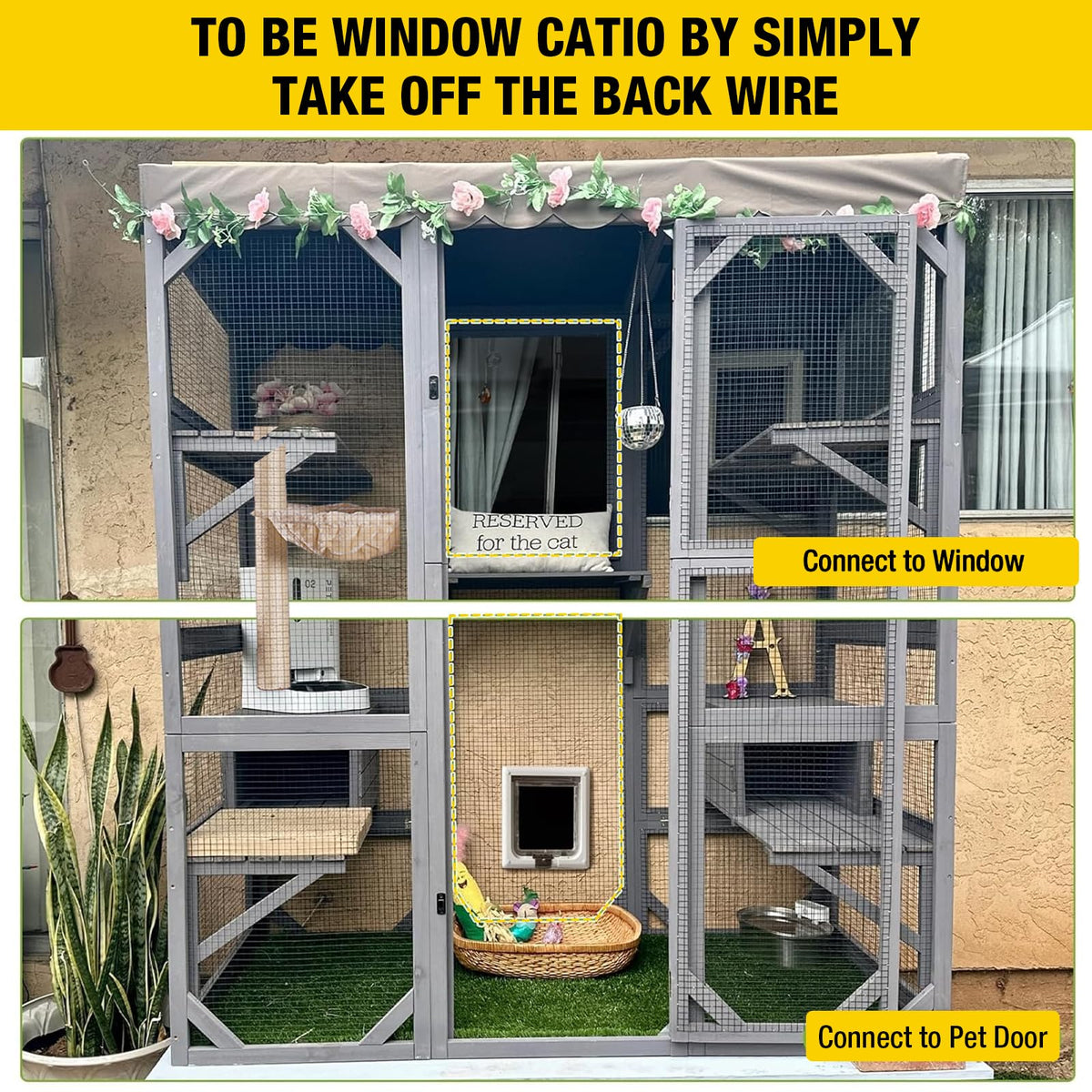 Outdoor Catio Cat Enclosure with 7 Platforms Grey A7868