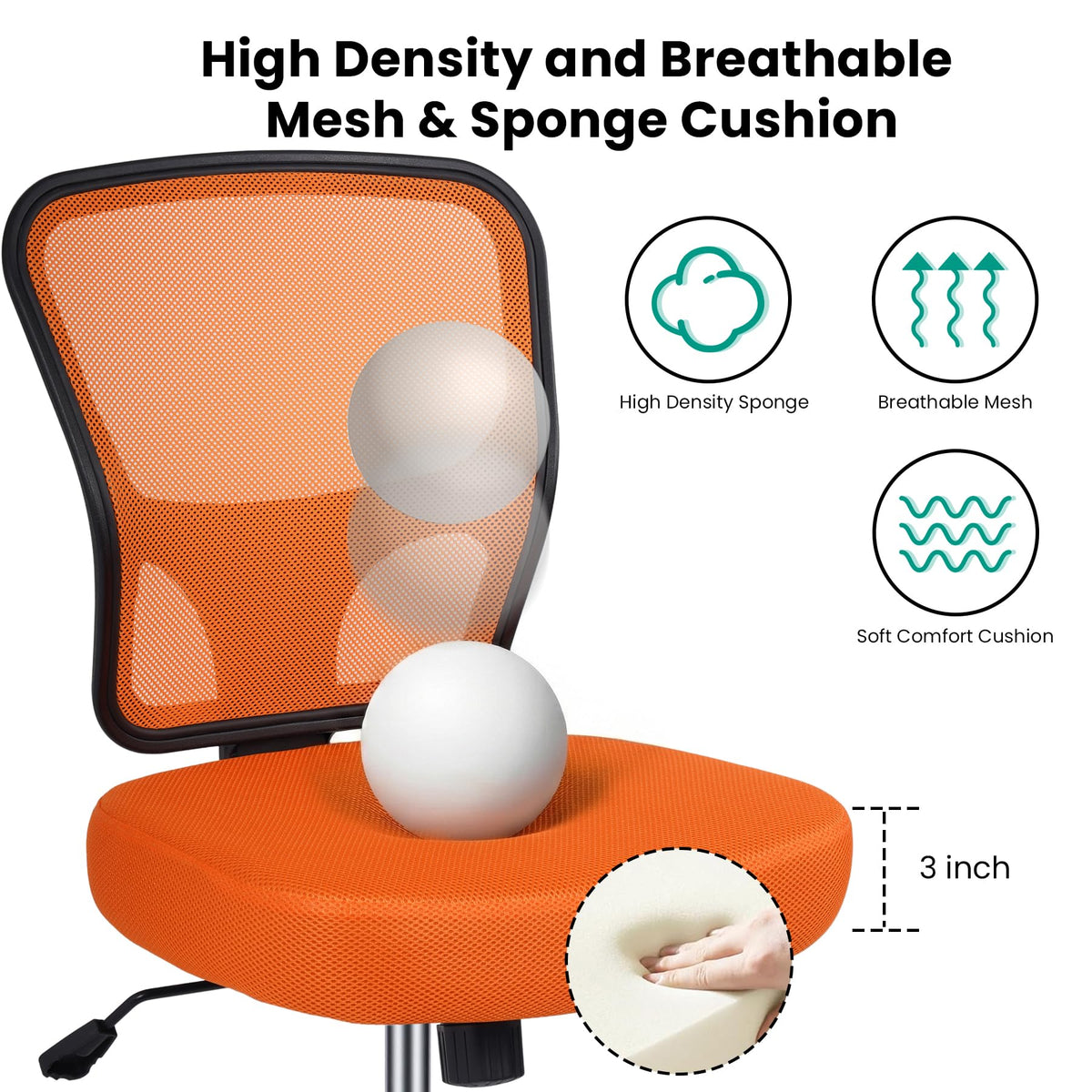 Armless Adjustable Height Mesh Drafting Chair with Foot Ring & Wheels M52067