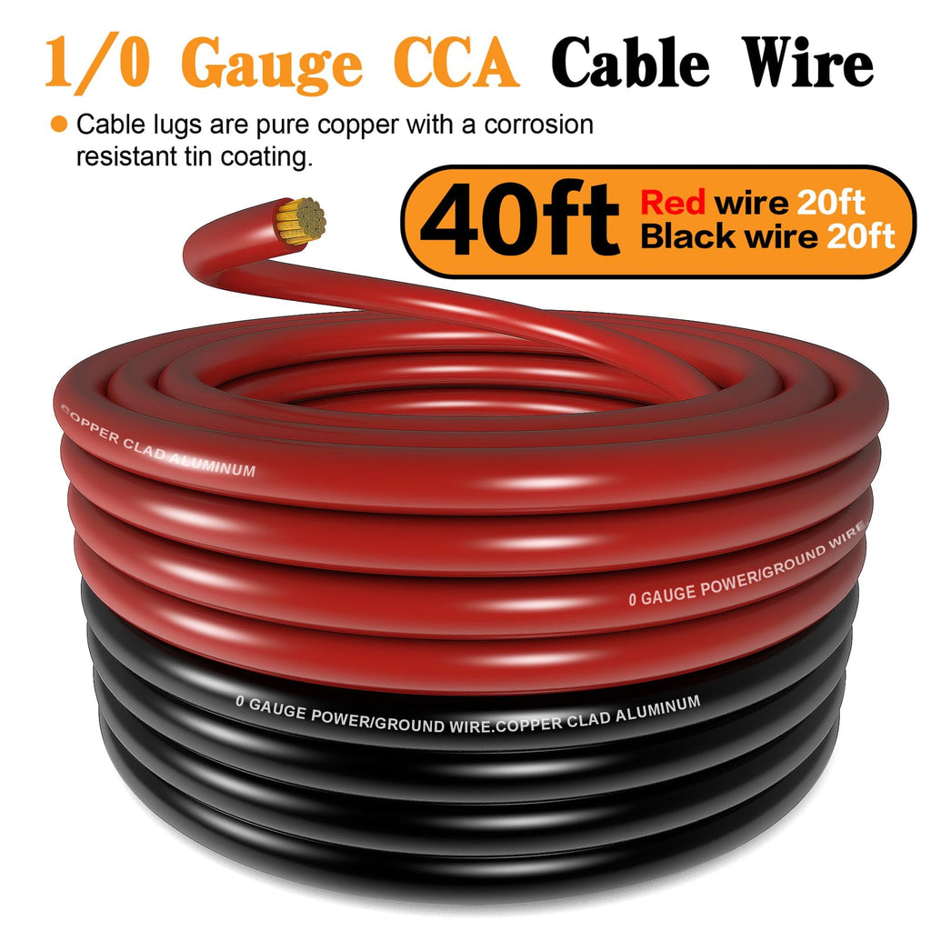0 Gauge Battery Cable with 250A Fuse Holder & Terminals Kit A355621