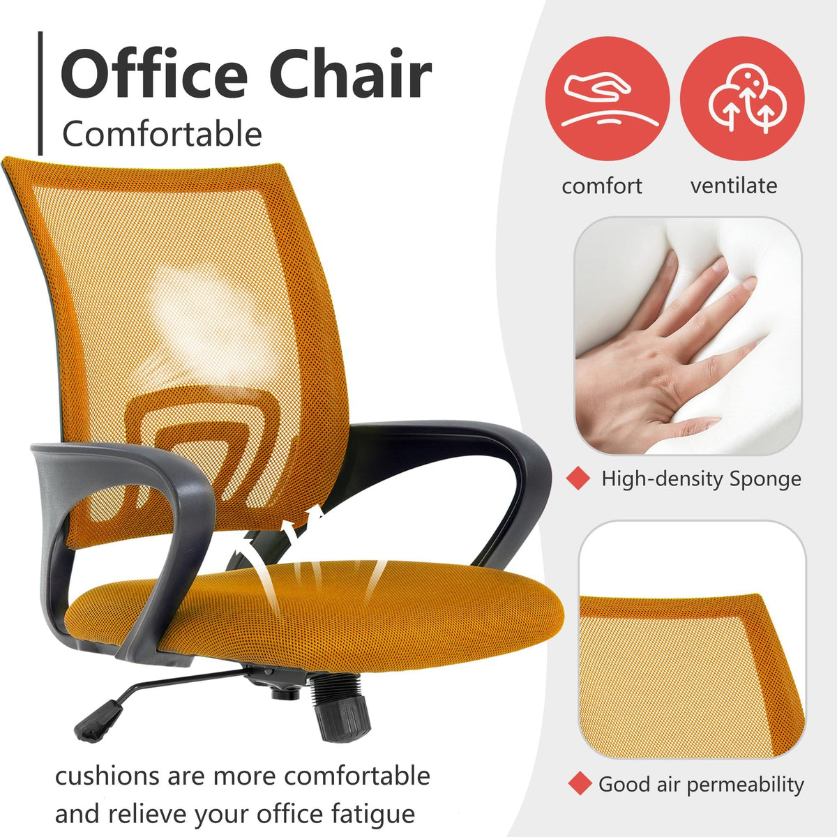 Orange Mesh Ergonomic Office Chair M7683