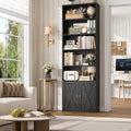 82" Tall Black Bookcase with Doors D3011