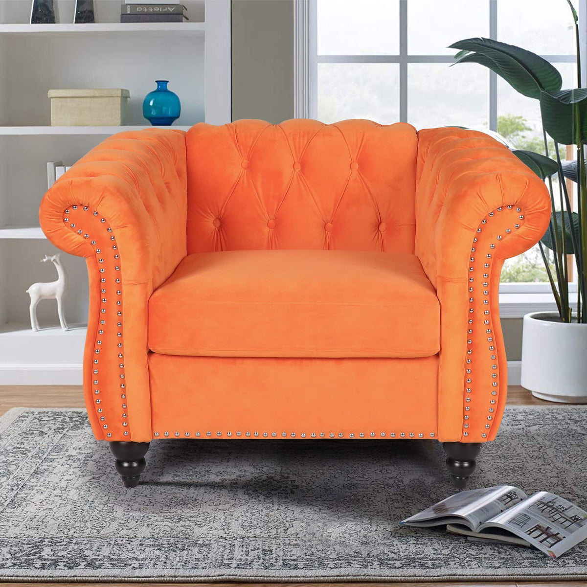 Orange Velvet Accent Chair U621