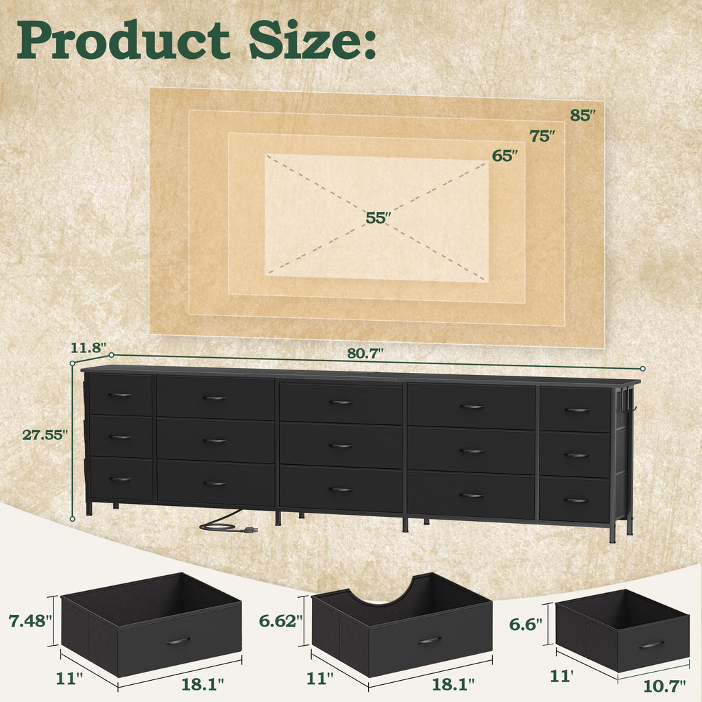 80.7" 15 Drawer Long Dresser D826910