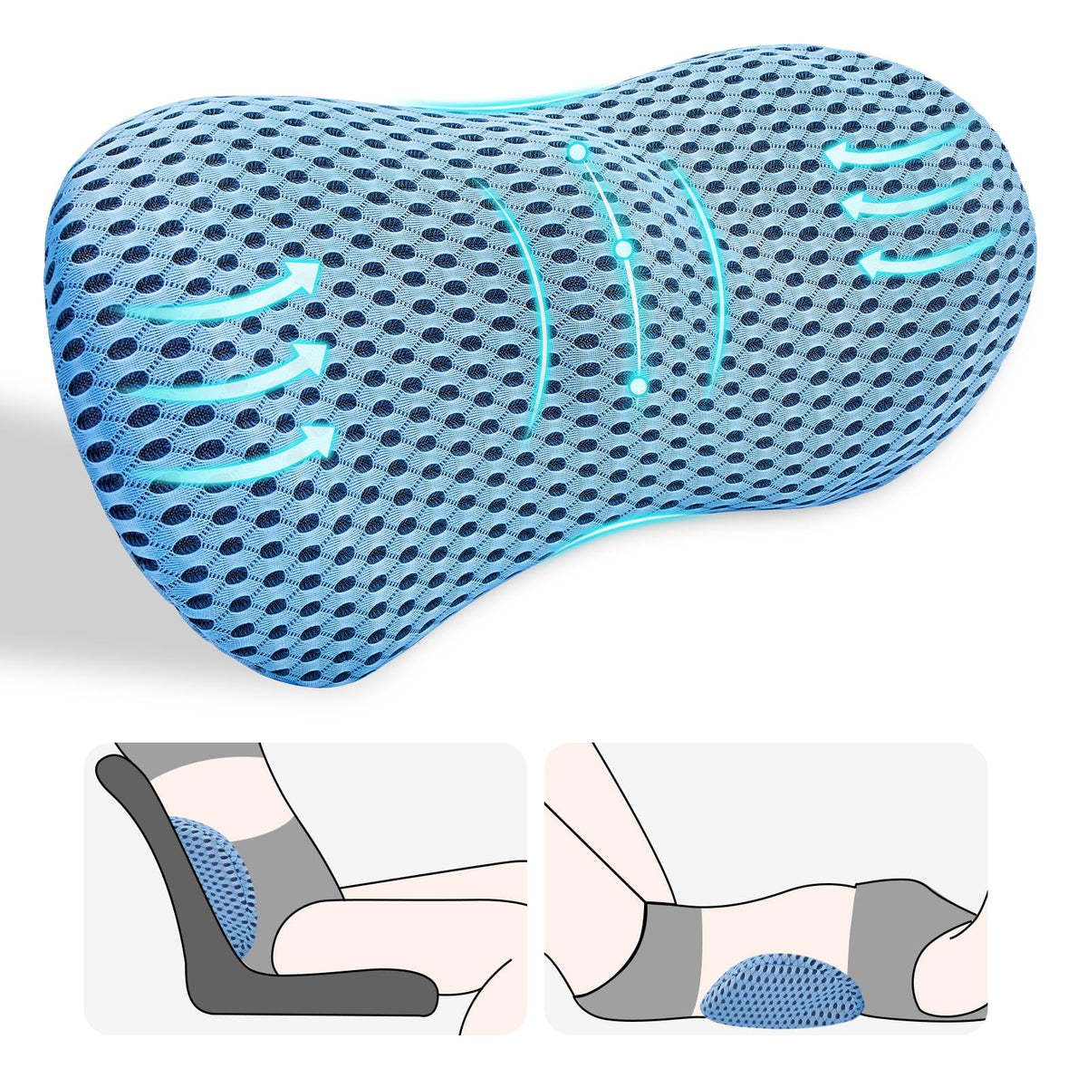 Blue Ergonomic Lumbar Support Pillow K857465