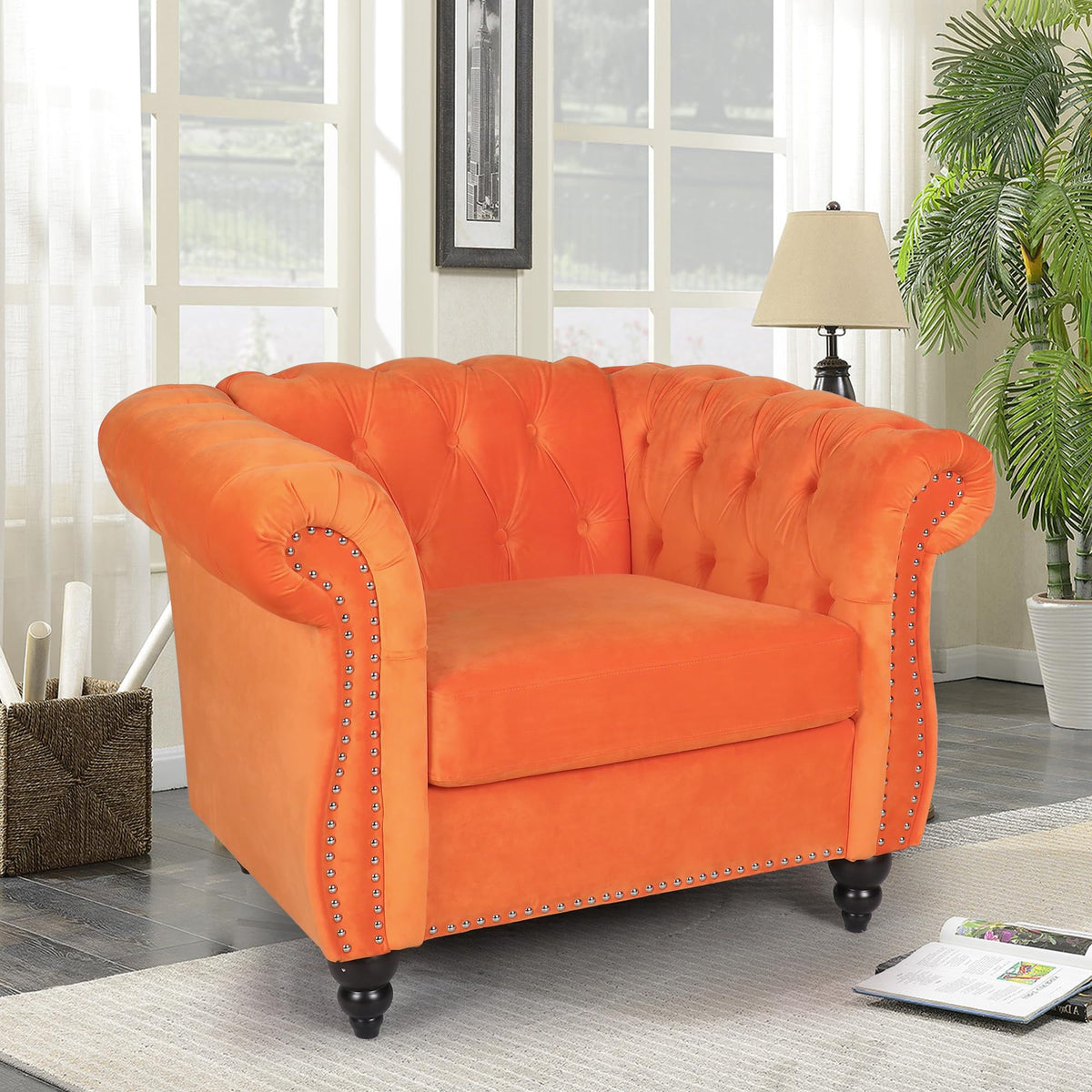 Orange Velvet Accent Chair U621