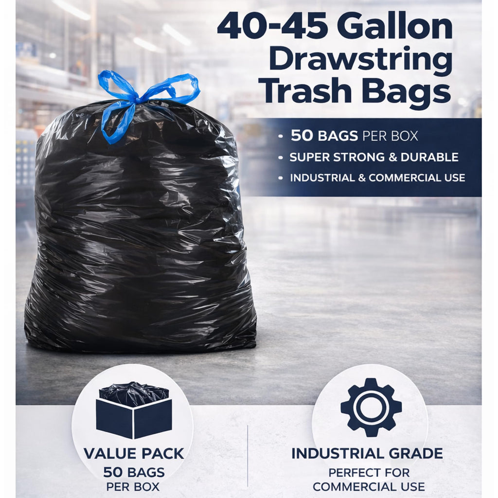44 Gallon Drawstring Trash Bags 50 Count A872