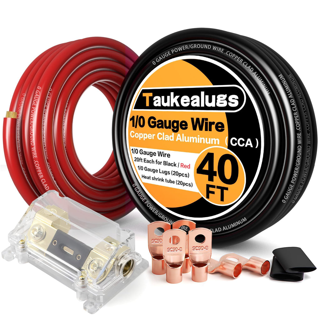 0 Gauge Battery Cable with 250A Fuse Holder & Terminals Kit A355621