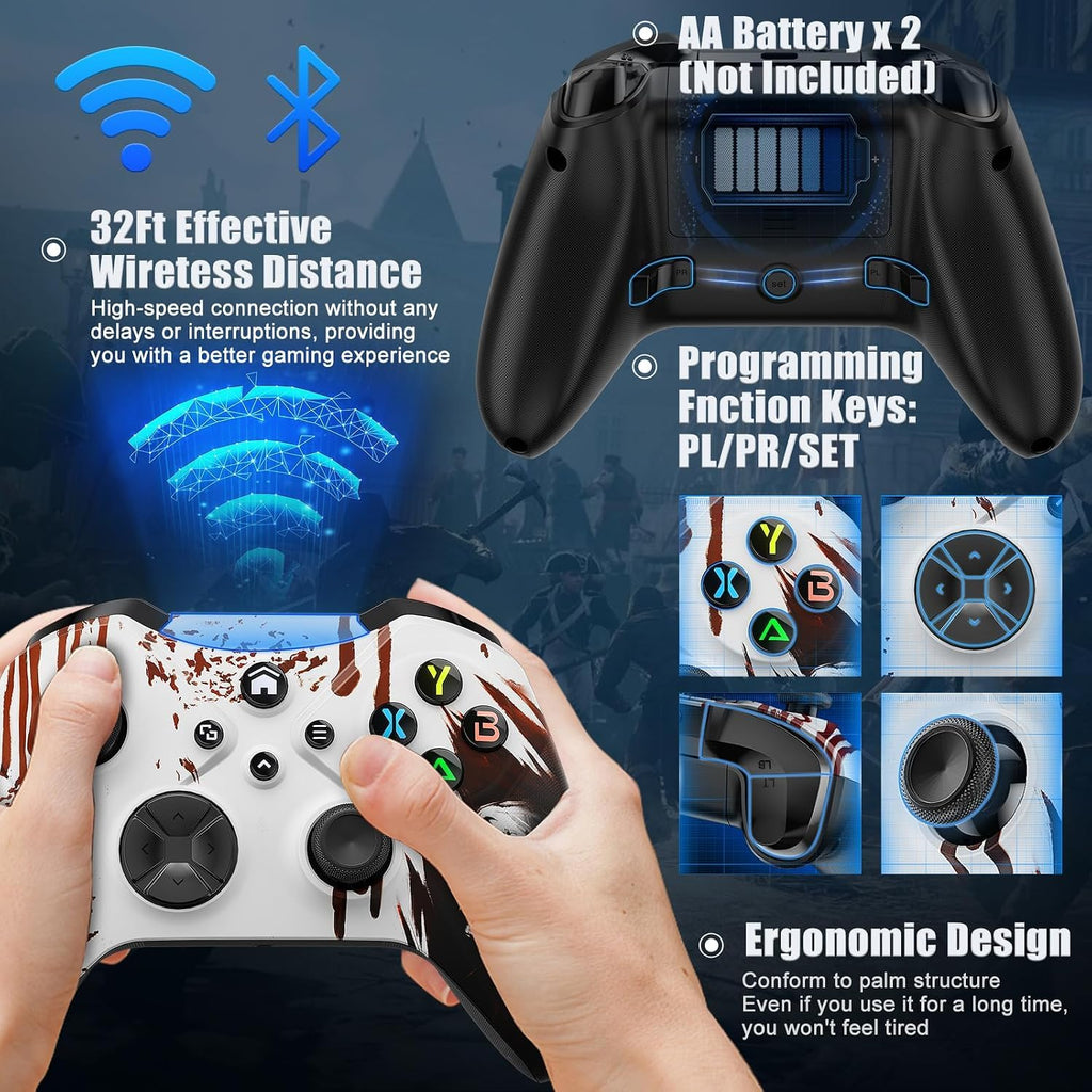Wireless Xbox Controller with Vibration, Turbo, Programmable, 6 Gyro Axis, 3.5mm Audio Jack E457085