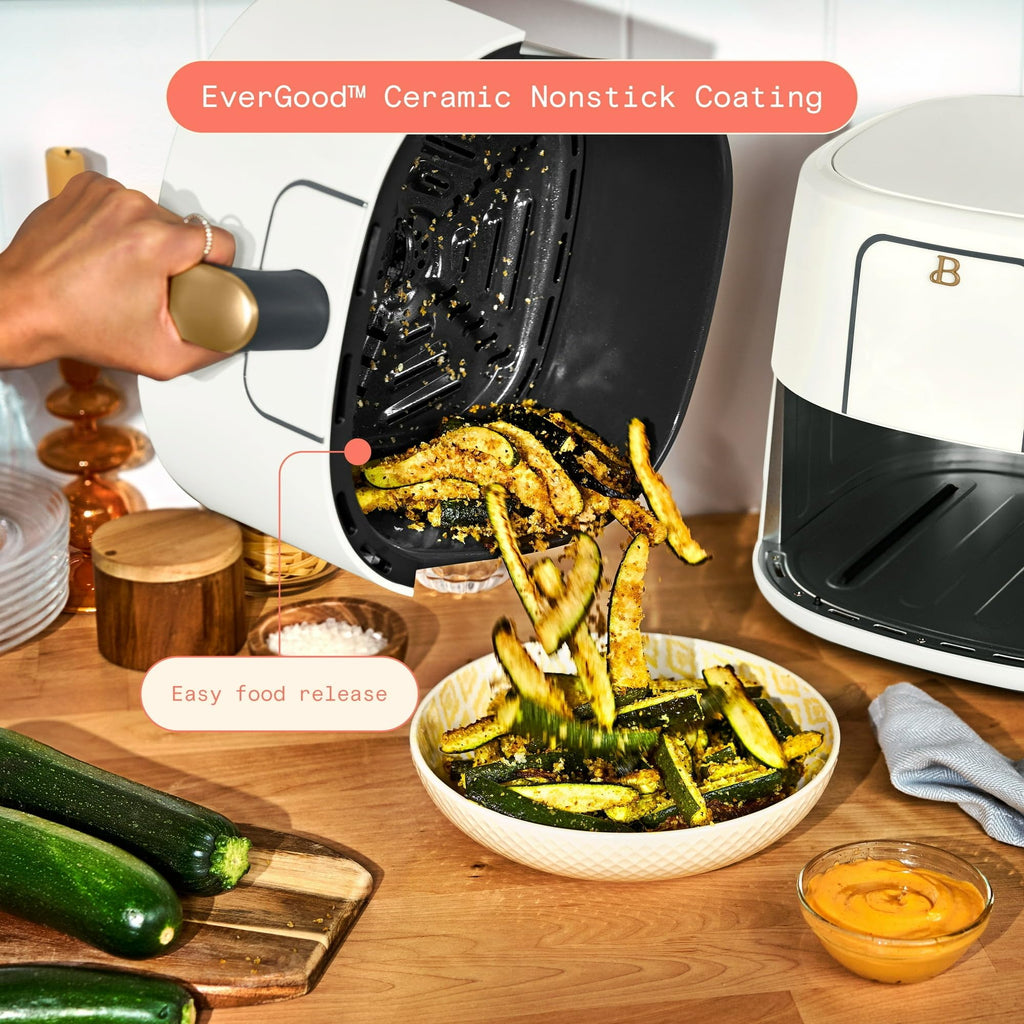 6 Quart Air Fryer with Touch-Activated Display, 4-in-1 Countertop Air Fryer 1750W, Nonstick Dishwasher Safe, White Icing N943