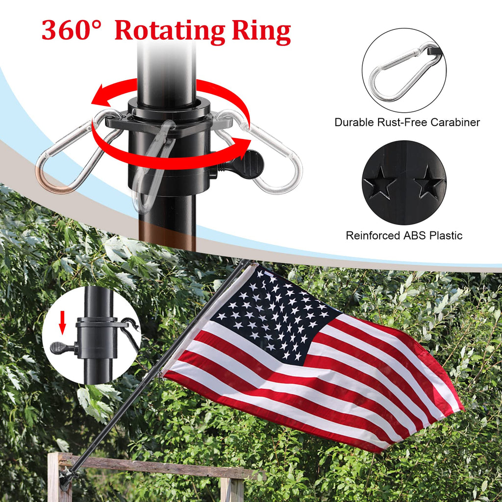 6ft Tangle Free Flag Pole Kit with Bracket, Black Metal Flagpole R717